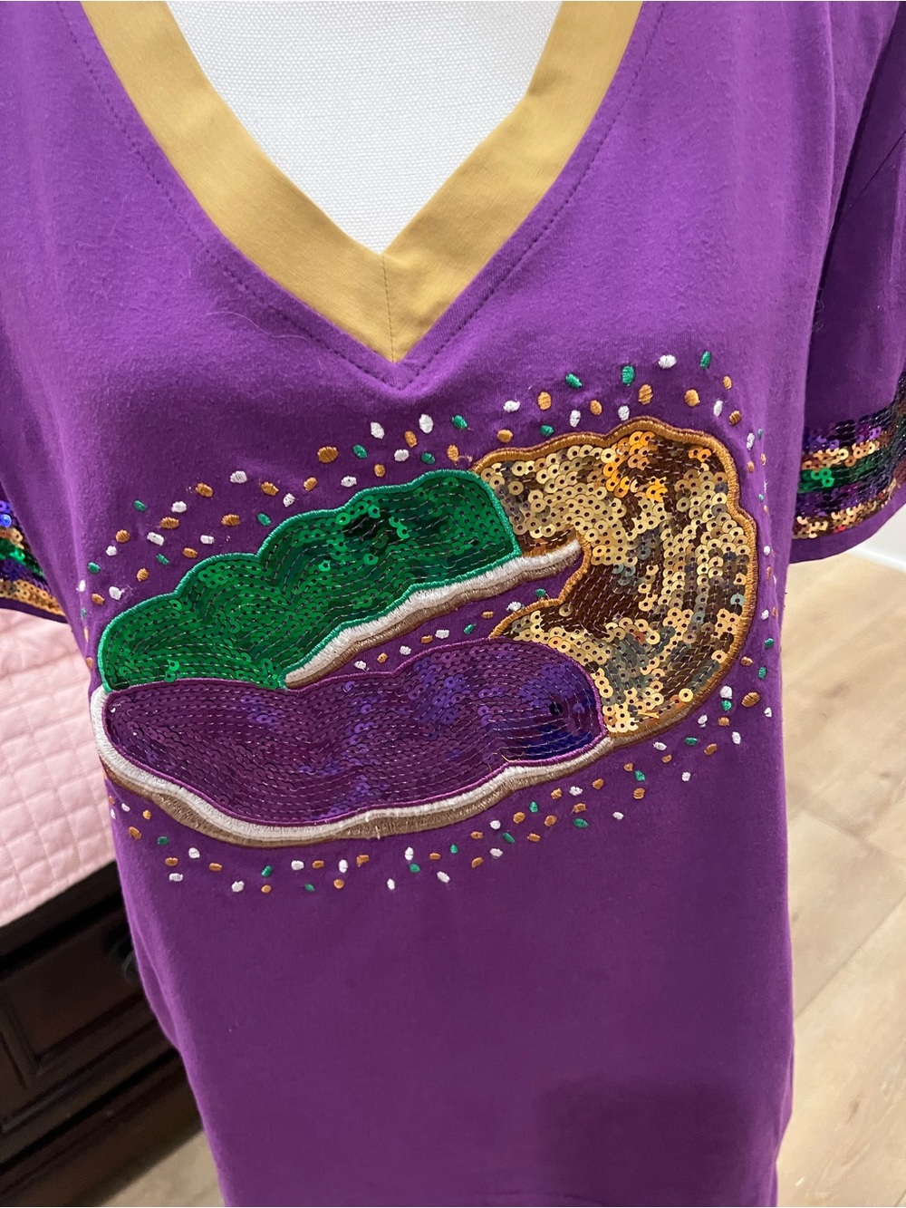 Purple Sequin-Embellished Women's KingCake T-Shirt